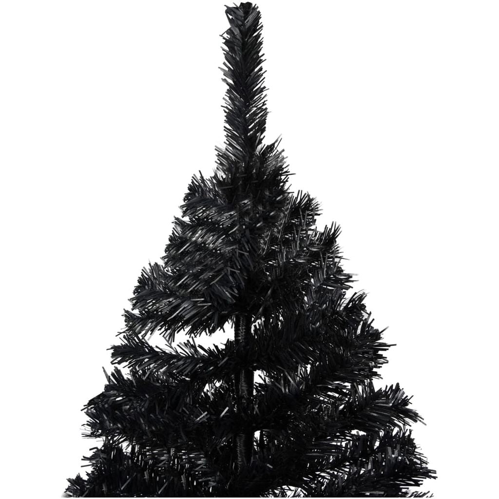 Dirbtinė Kalėdų eglutė su LED/stovu, juoda, 180cm, PVC