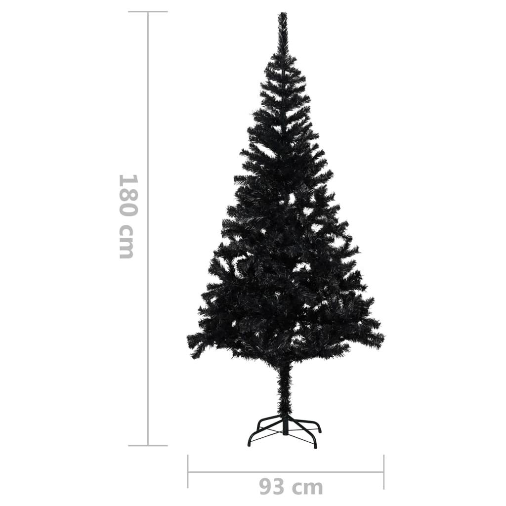 Dirbtinė Kalėdų eglutė su LED/stovu, juoda, 180cm, PVC