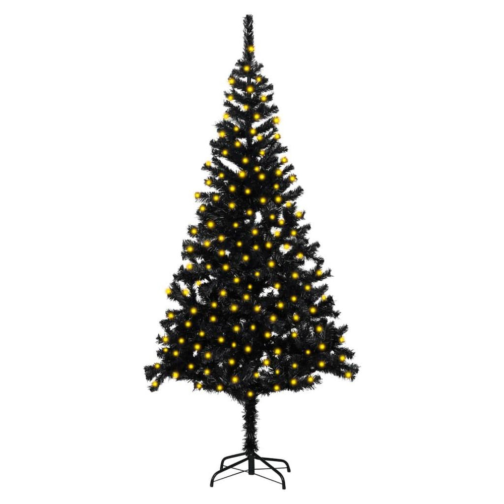 Dirbtinė Kalėdų eglutė su LED/stovu, juoda, 210cm, PVC