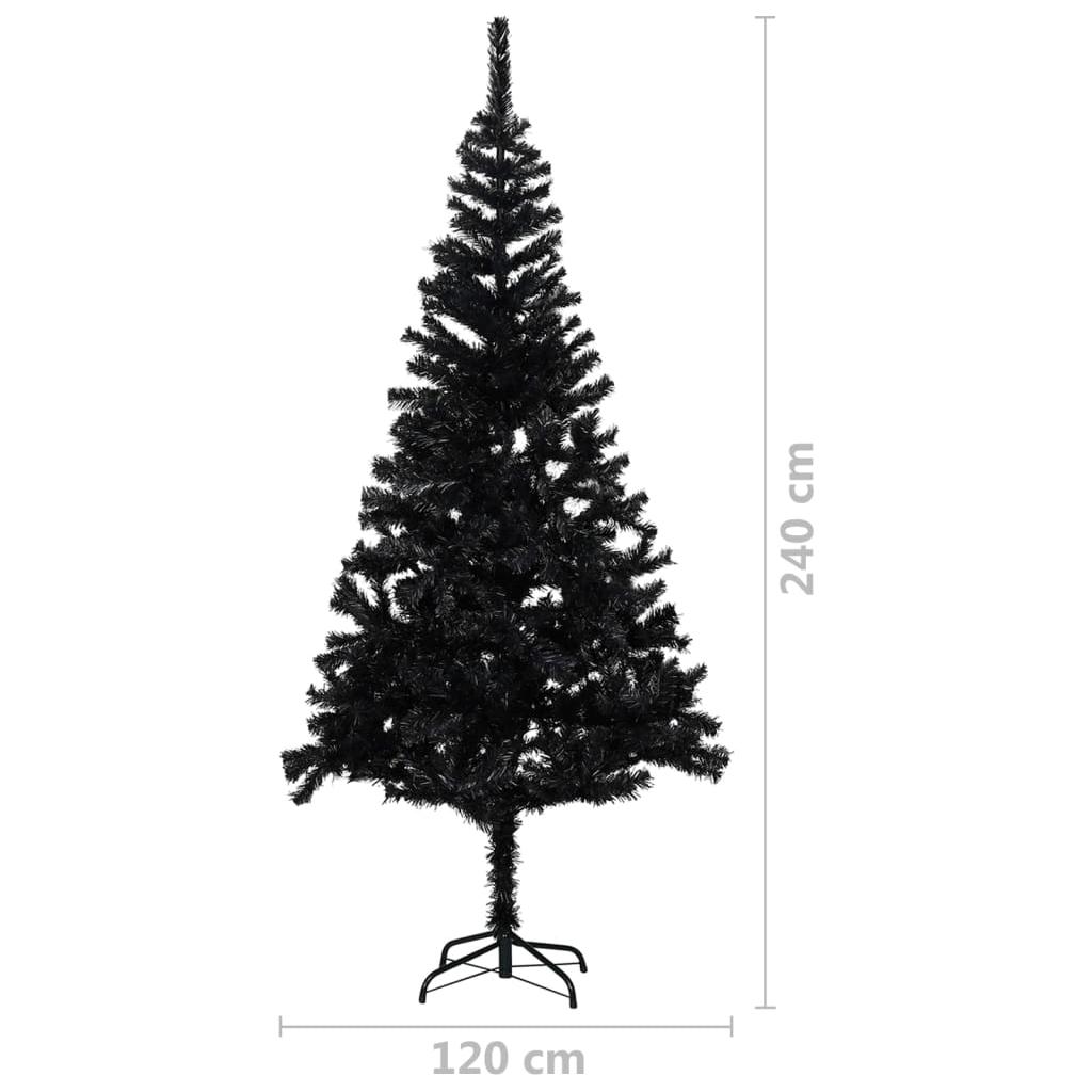 Dirbtinė Kalėdų eglutė su LED/stovu, juoda, 240cm, PVC