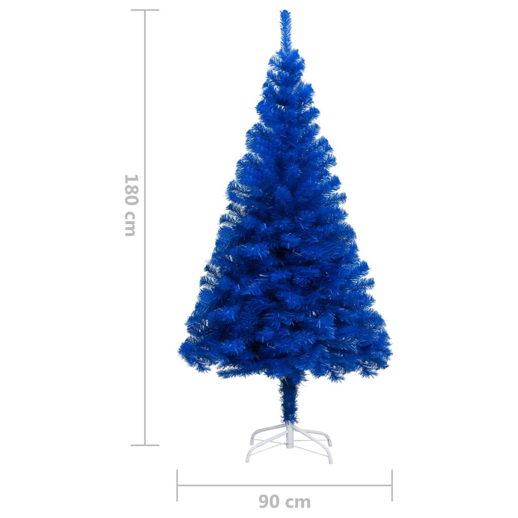 Dirbtinė Kalėdų eglutė su LED/stovu, mėlyna, 180cm, PVC