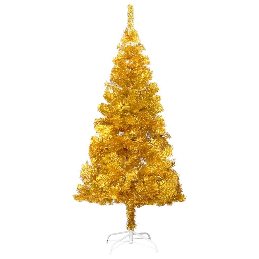 Dirbtinė Kalėdų eglutė su LED/stovu, auksinė, 120cm, PET
