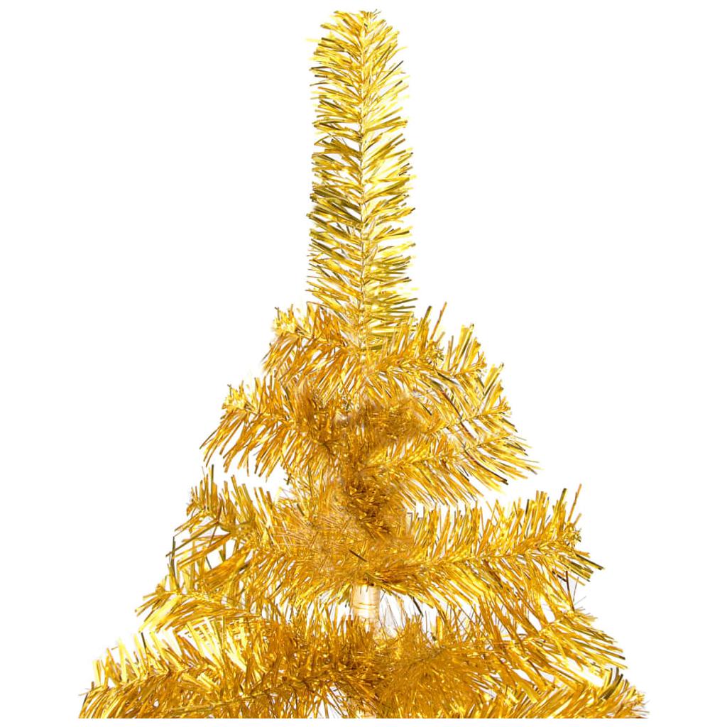 Dirbtinė Kalėdų eglutė su LED/stovu, auksinė, 120cm, PET