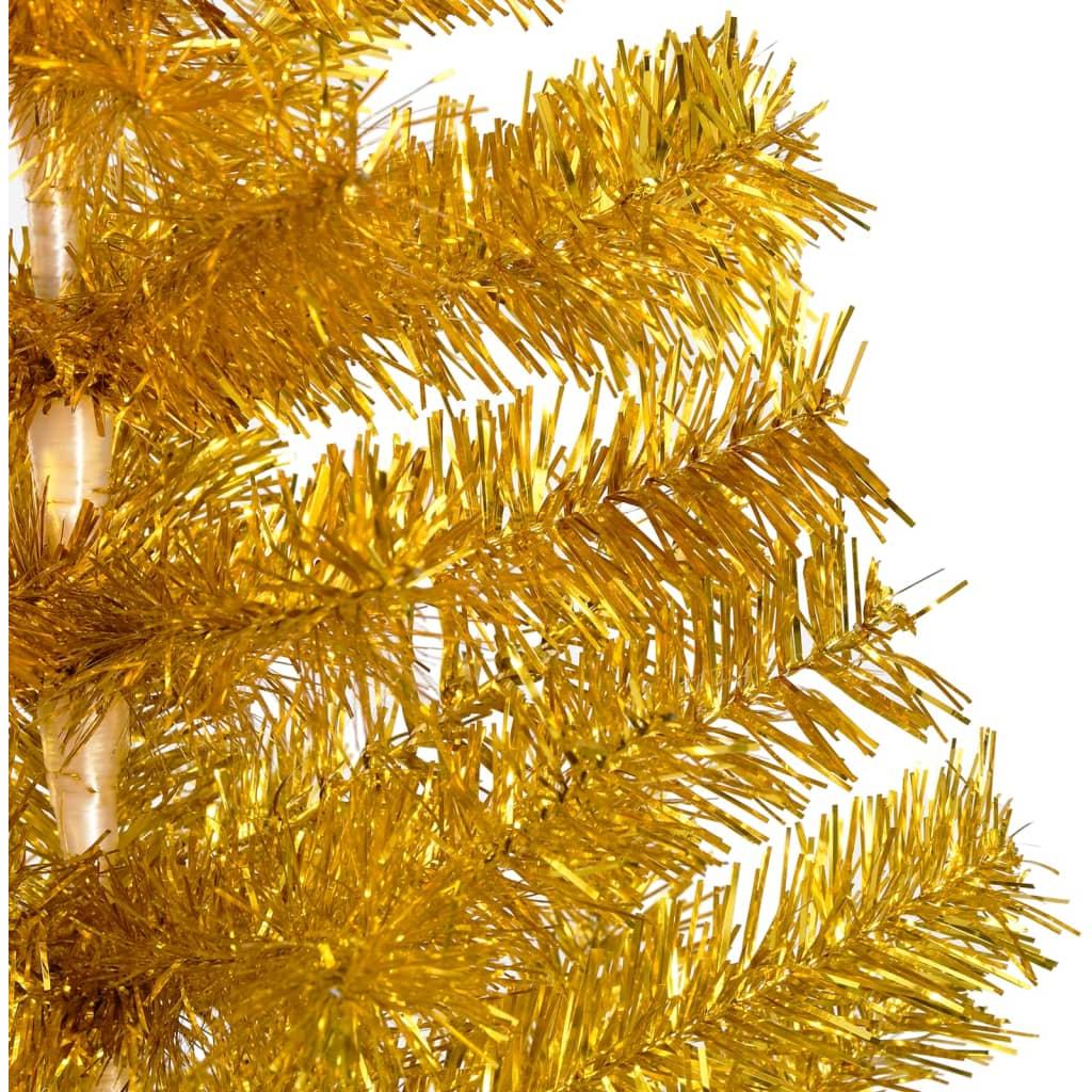 Dirbtinė Kalėdų eglutė su LED/stovu, auksinė, 120cm, PET