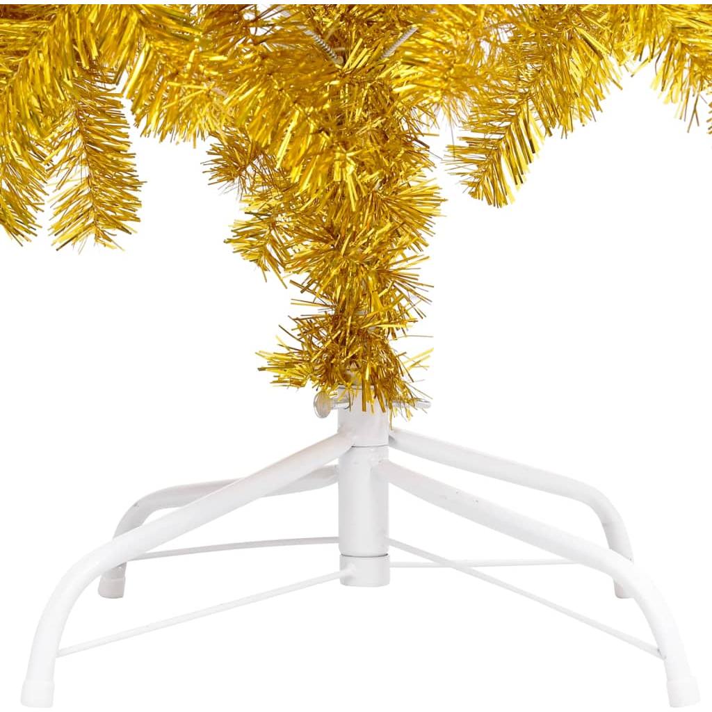 Dirbtinė Kalėdų eglutė su LED/stovu, auksinė, 120cm, PET