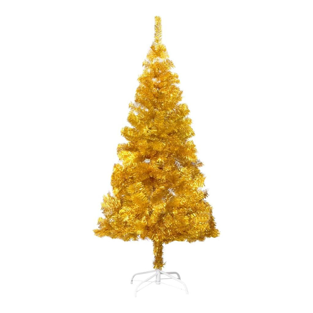 Dirbtinė Kalėdų eglutė su LED/stovu, auksinė, 150cm, PET