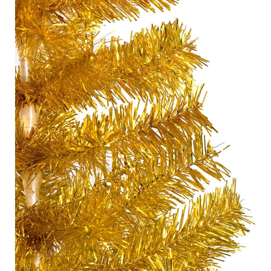 Dirbtinė Kalėdų eglutė su LED/stovu, auksinė, 150cm, PET