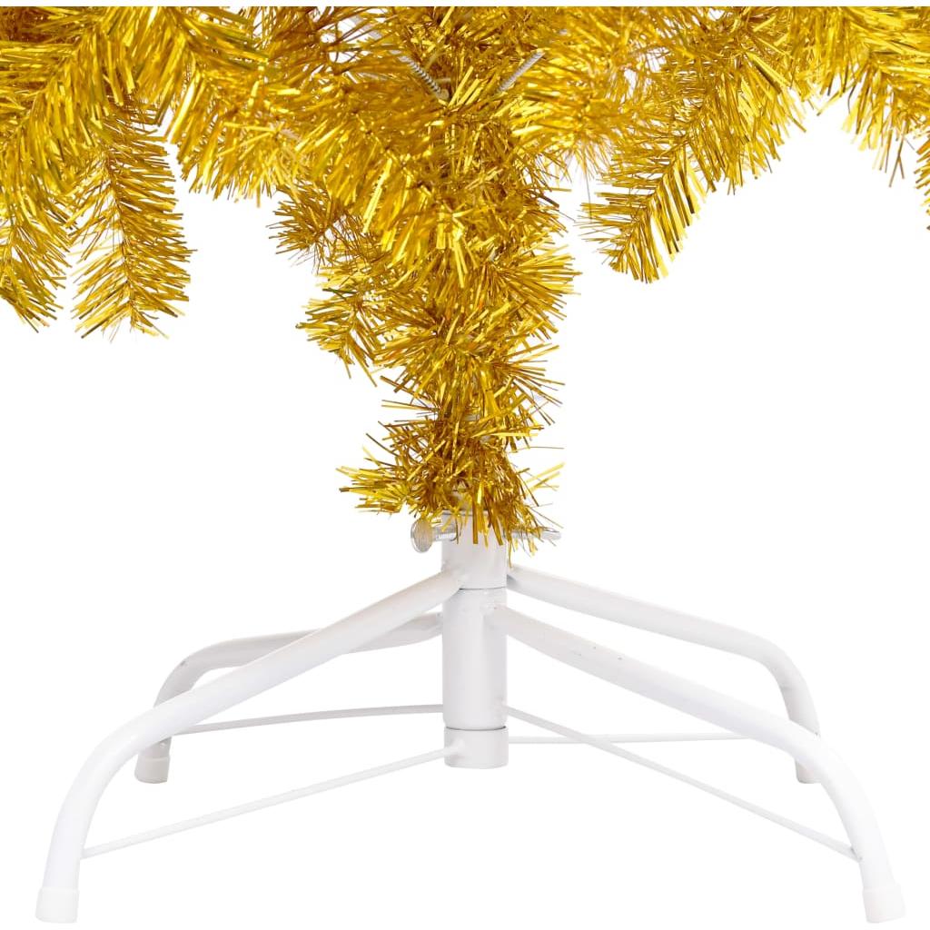 Dirbtinė Kalėdų eglutė su LED/stovu, auksinė, 150cm, PET