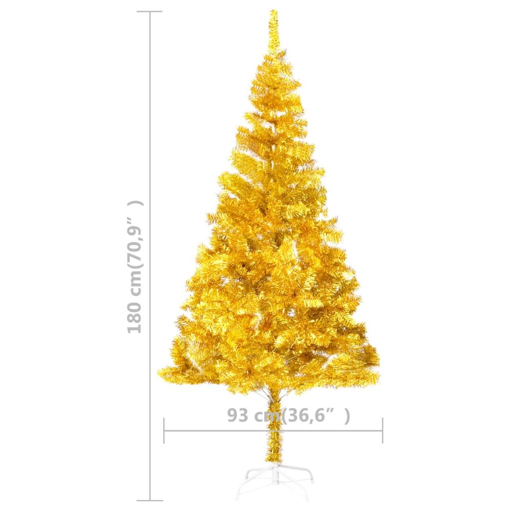 Dirbtinė Kalėdų eglutė su LED/stovu, auksinė, 180cm, PET