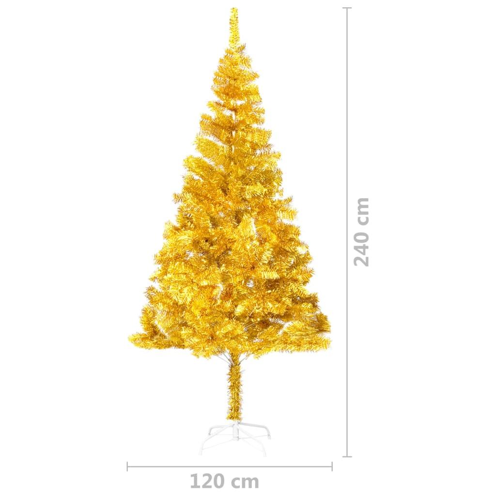 Dirbtinė Kalėdų eglutė su LED/stovu, auksinė, 240cm, PET
