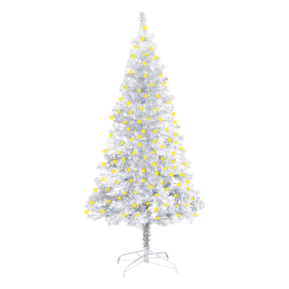 Kalėdų eglutė su LED/stovu, sidabrinė, 150cm, PET