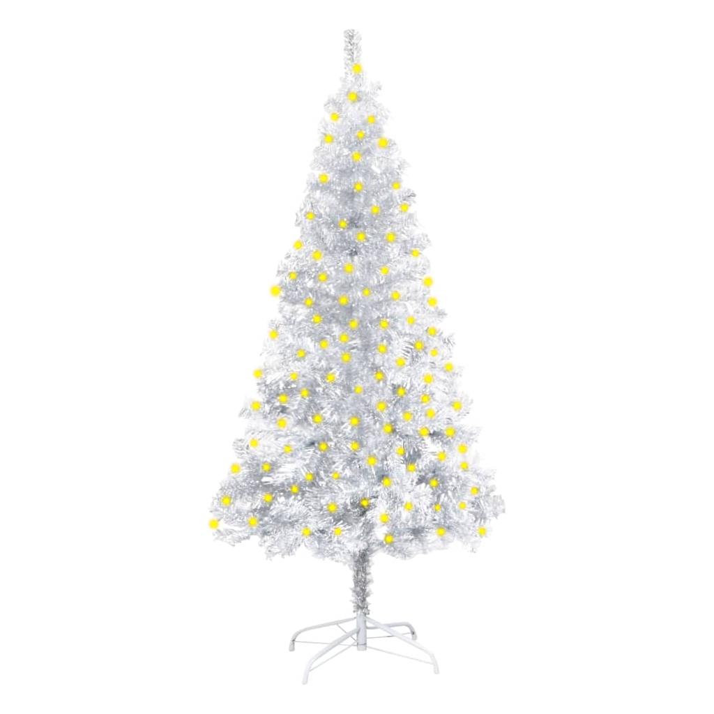 Kalėdų eglutė su LED/stovu, sidabrinė, 150cm, PET