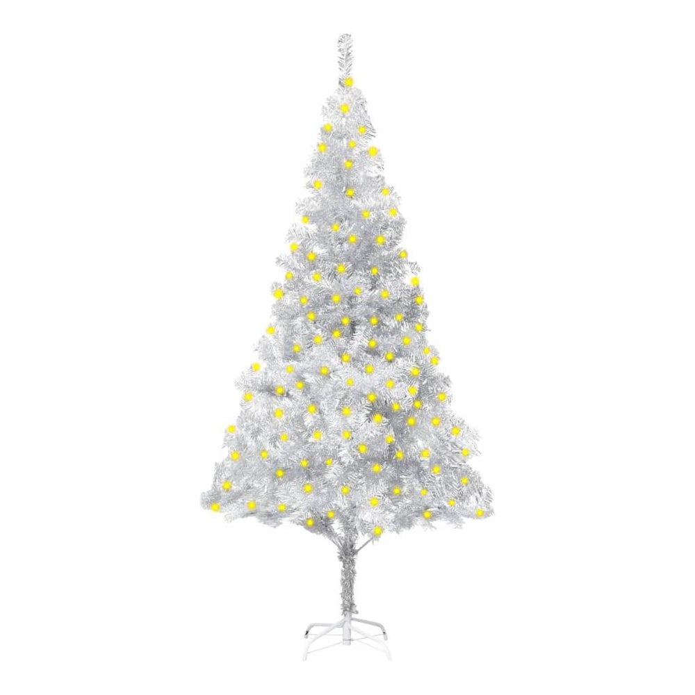 Kalėdų eglutė su LED/stovu, sidabrinė, 180cm, PET