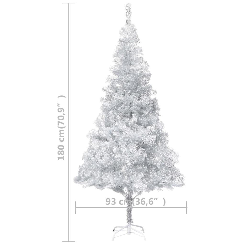 Kalėdų eglutė su LED/stovu, sidabrinė, 180cm, PET