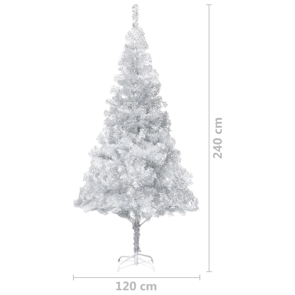 Dirbtinė Kalėdų eglutė su LED/stovu, sidabrinė, 240cm, PET