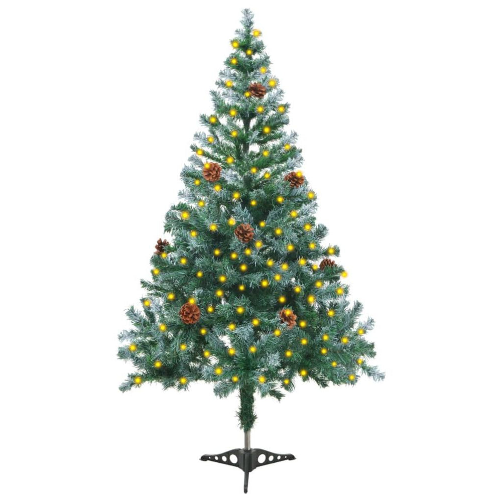 Kalėdų eglutė su LED ir kankorėžiais, 150cm, dengta sniegu
