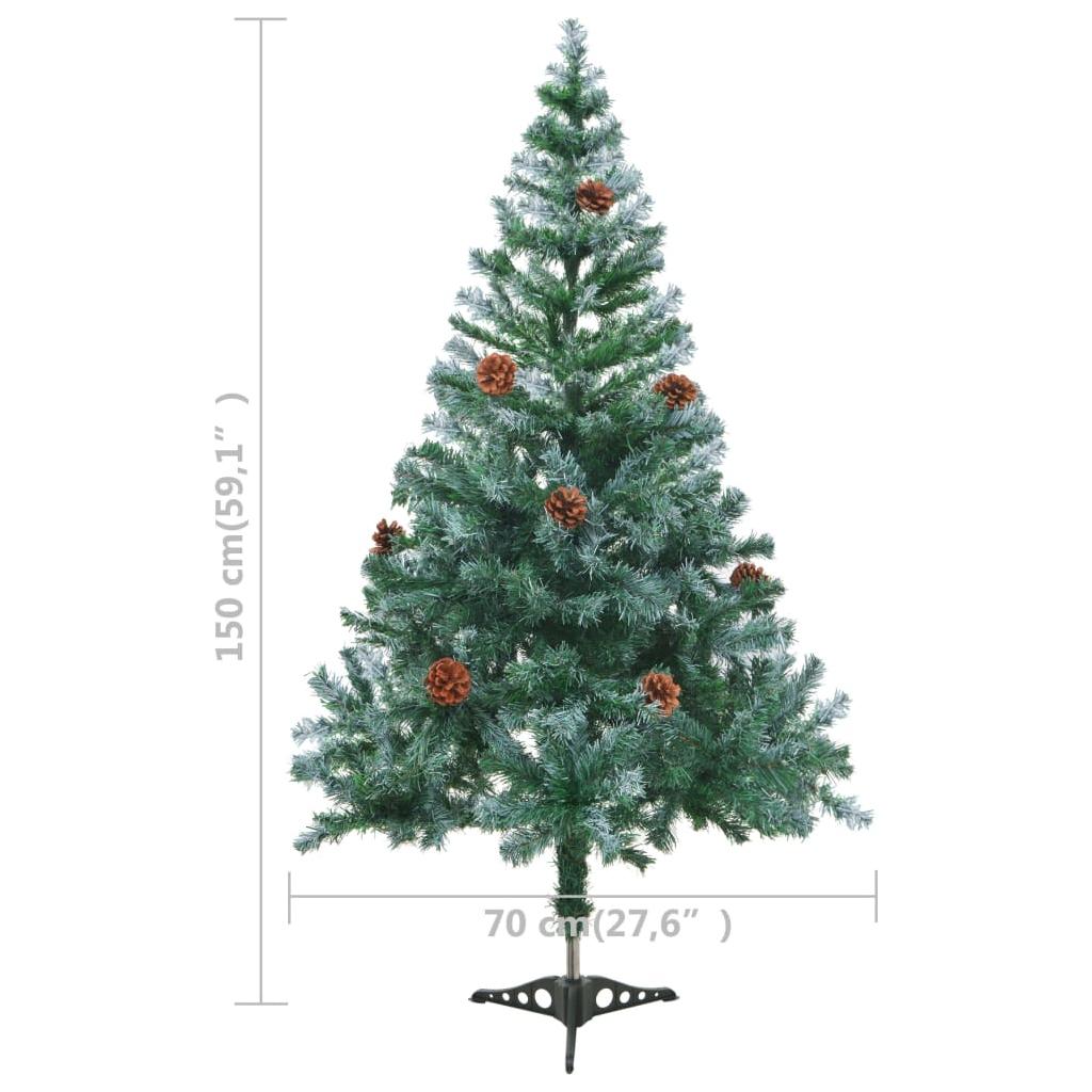 Kalėdų eglutė su LED ir kankorėžiais, 150cm, dengta sniegu