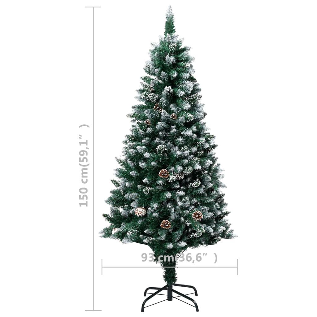 Dirbtinė Kalėdų eglutė su LED, kankorėžiais ir sniegu, 150cm