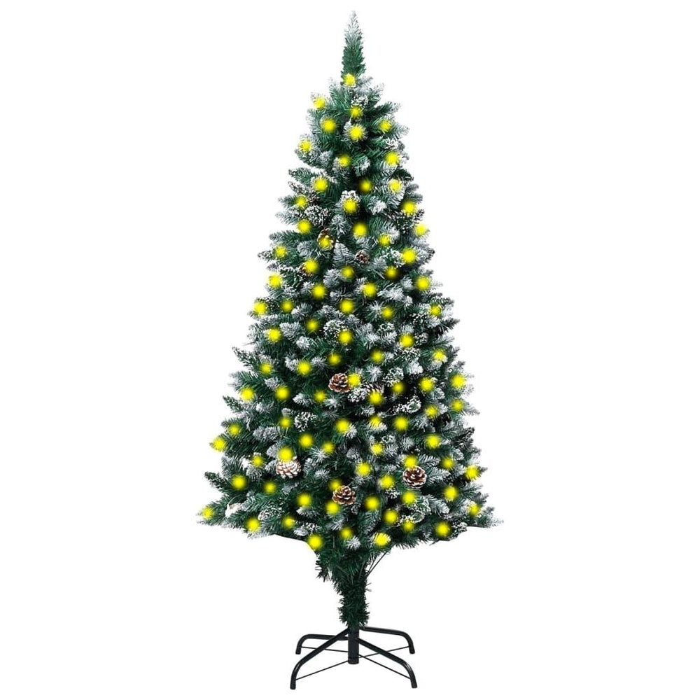 Dirbtinė Kalėdų eglutė su LED, kankorėžiais ir sniegu, 210cm
