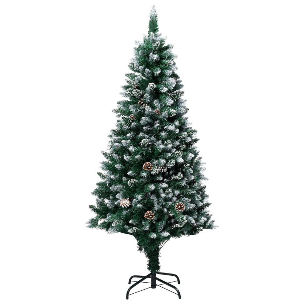 Dirbtinė Kalėdų eglutė su LED, kankorėžiais ir sniegu, 210cm