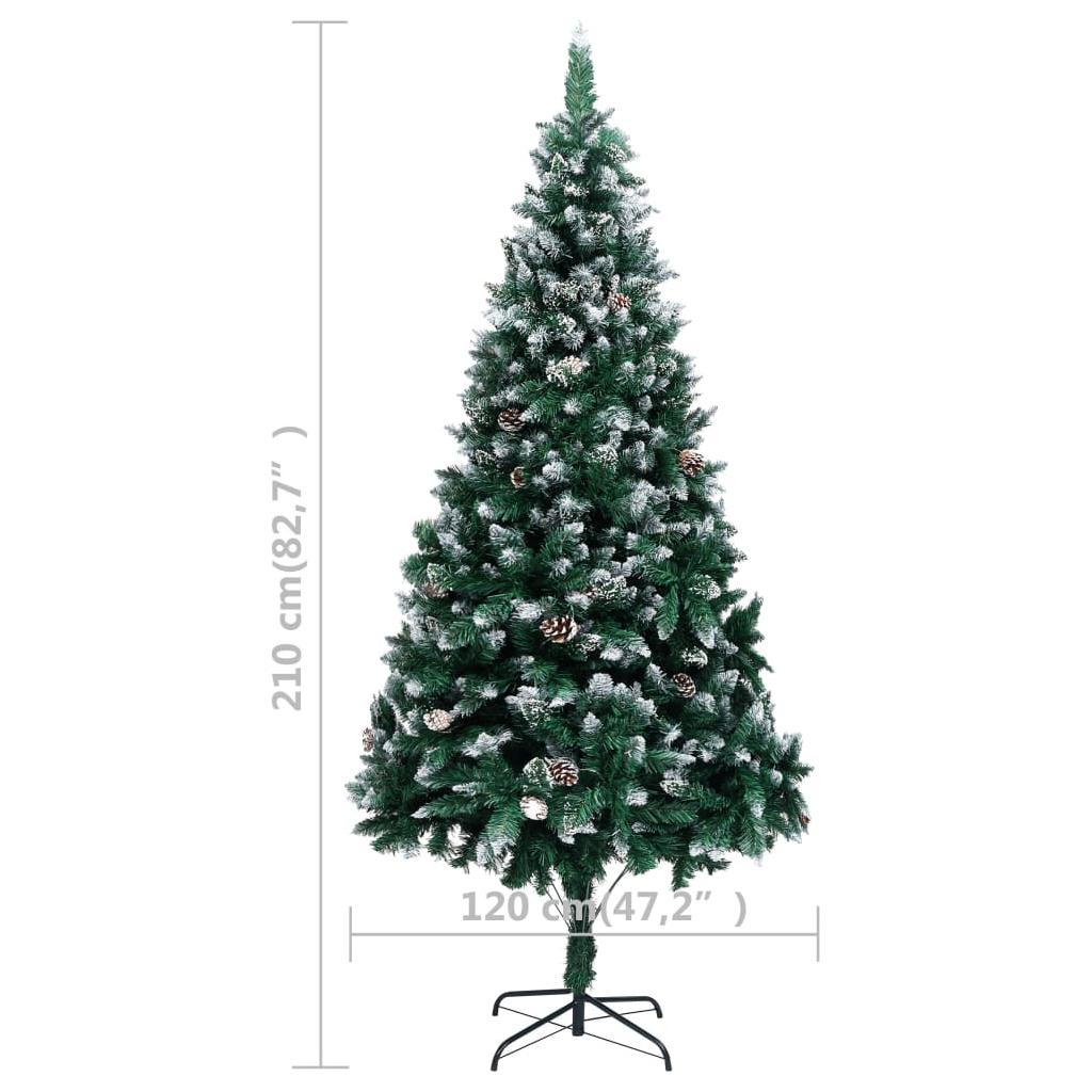 Dirbtinė Kalėdų eglutė su LED, kankorėžiais ir sniegu, 210cm