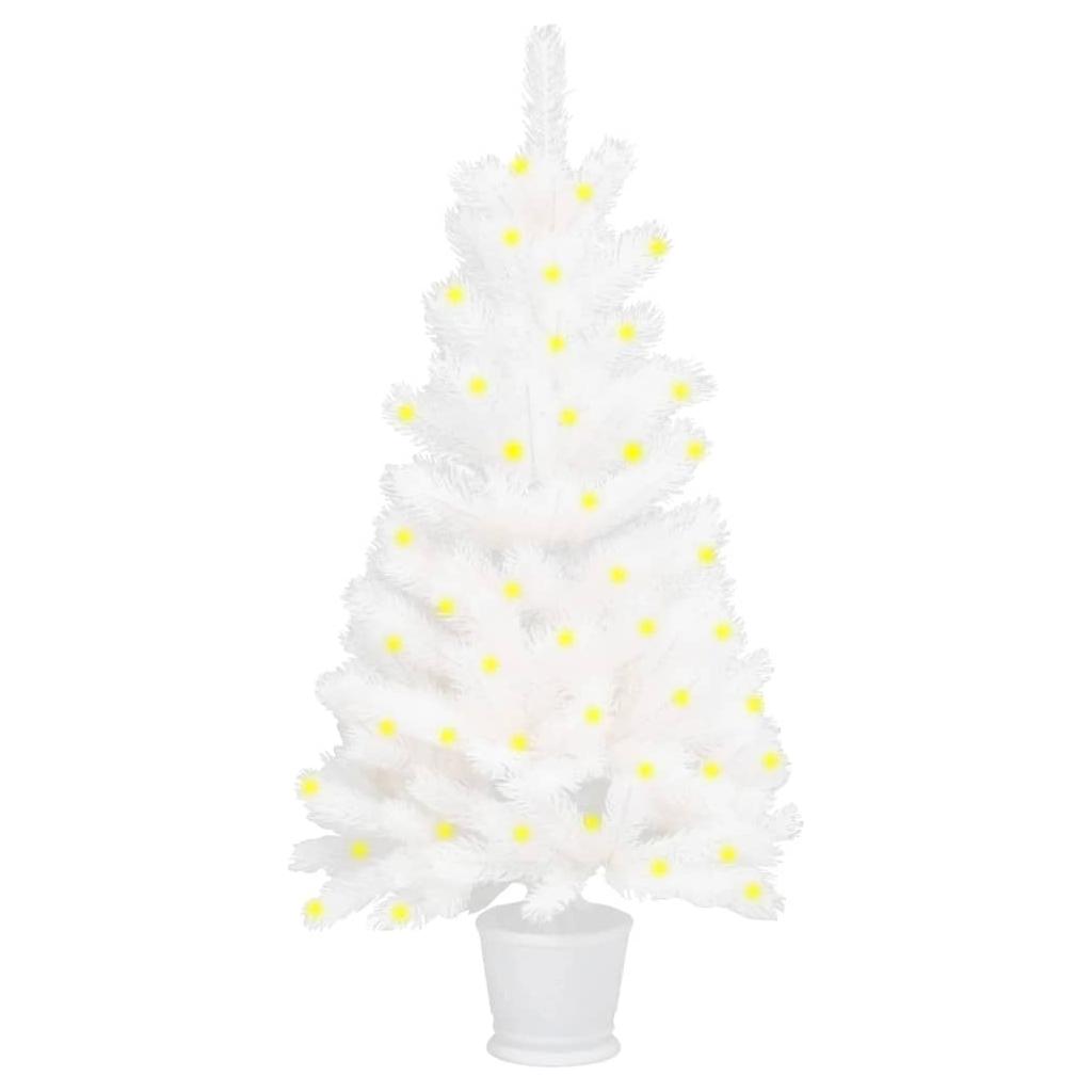 Dirbtinė Kalėdų eglutė su LED lemputėmis, balta, 90cm