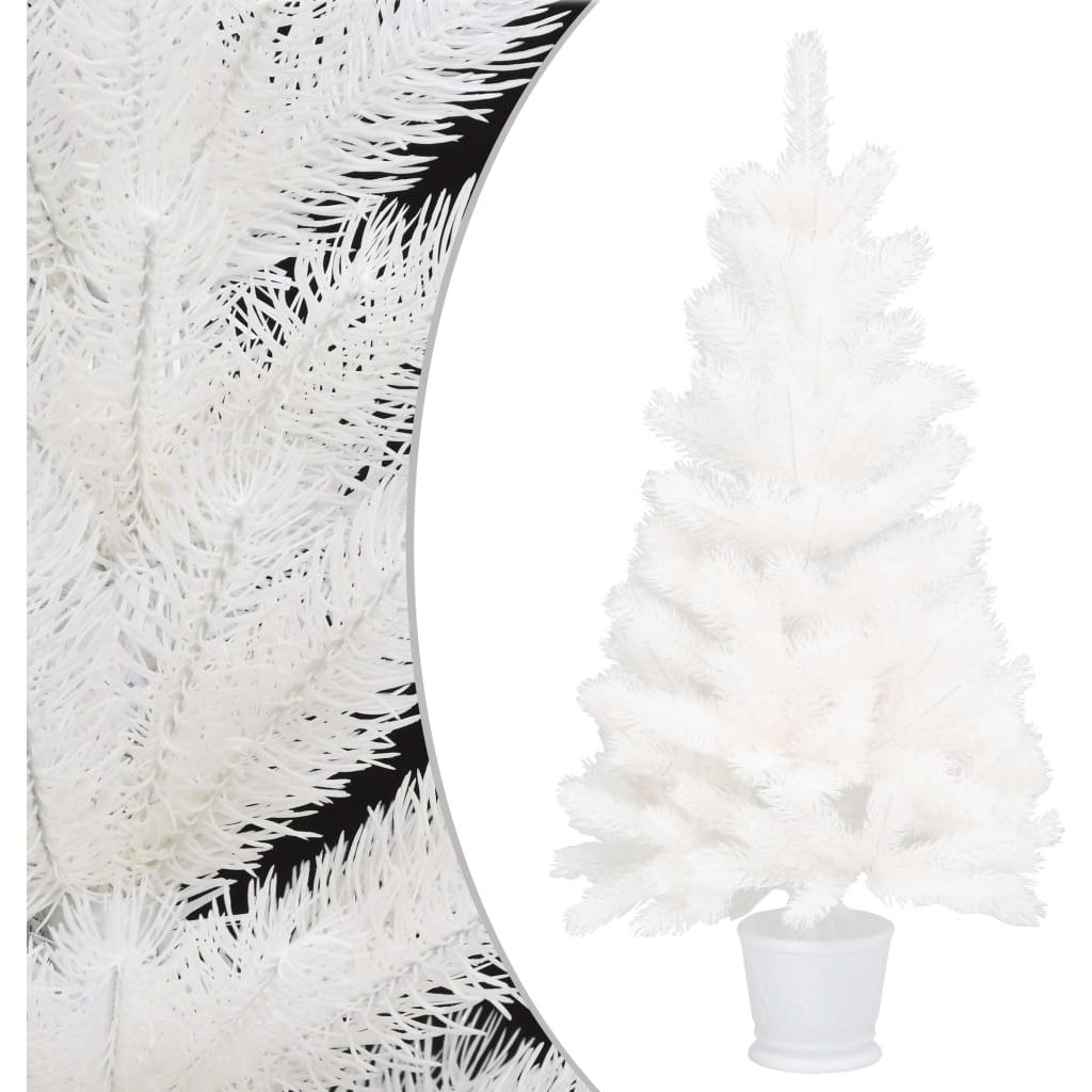 Dirbtinė Kalėdų eglutė su LED lemputėmis, balta, 90cm