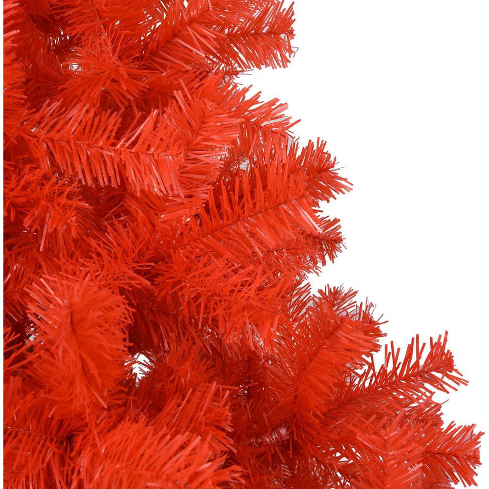 Dirbtinė Kalėdų eglutė su LED/žaisliukais, raudona, 120cm, PVC