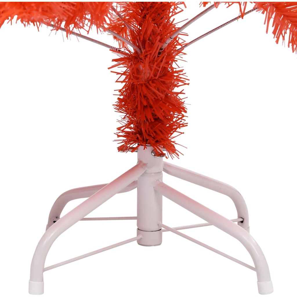 Dirbtinė Kalėdų eglutė su LED/žaisliukais, raudona, 120cm, PVC
