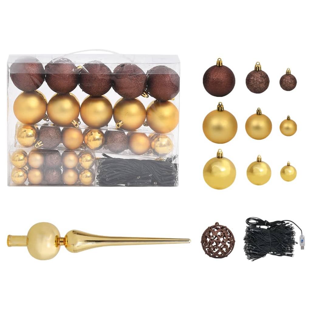 Dirbtinė Kalėdų eglutė su LED/žaisliukais, raudona, 120cm, PVC