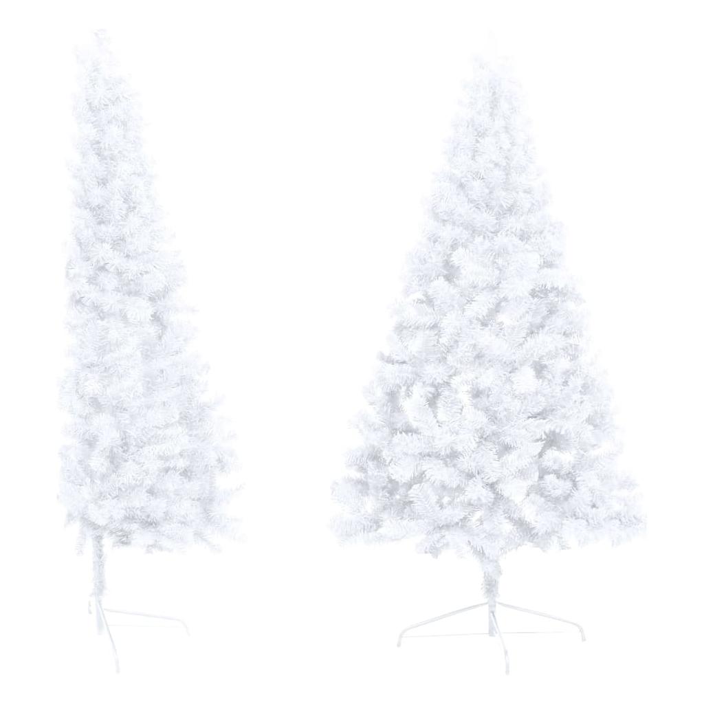 Dirbtinė pusinė Kalėdų eglutė su LED/žaisliukais, balta, 240cm