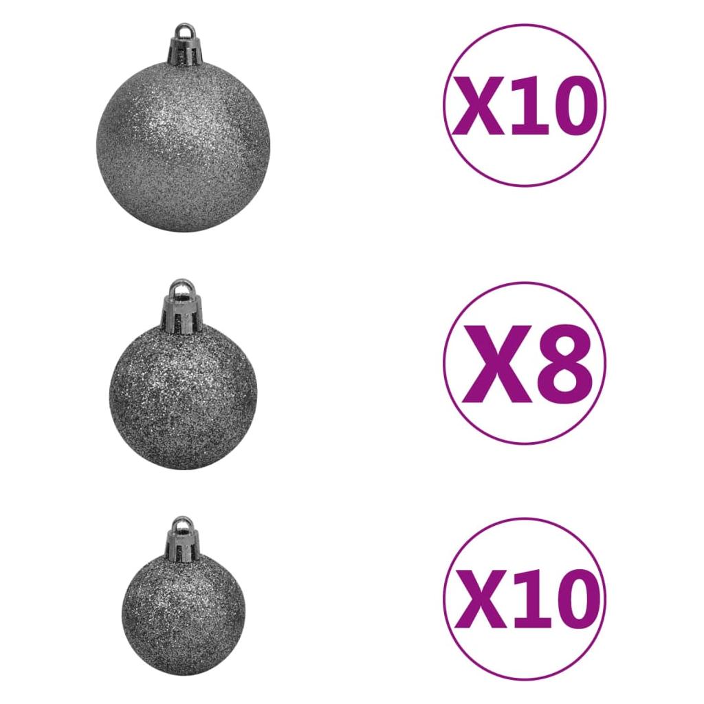 Dirbtinė Kalėdų eglutė su LED/žaisliukais, rožinė, 210cm, PVC