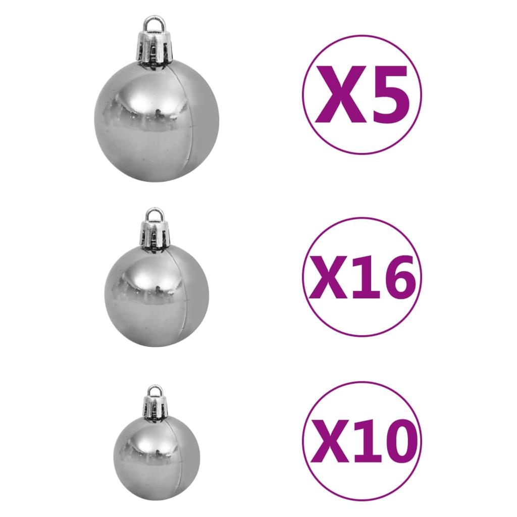 Dirbtinė Kalėdų eglutė su LED/žaisliukais, juoda, 240cm, PVC