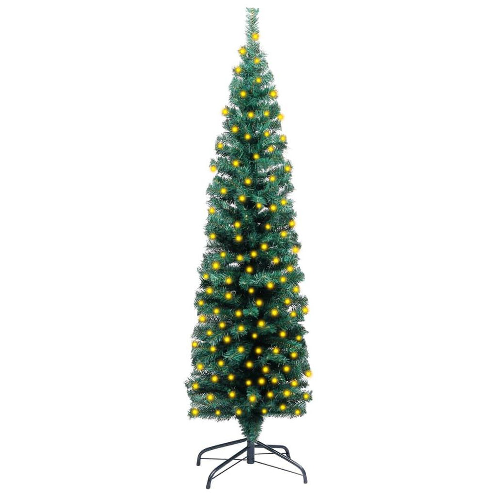 Dirbtinė plona Kalėdų eglutė su stovu, žalia, 120cm, PVC