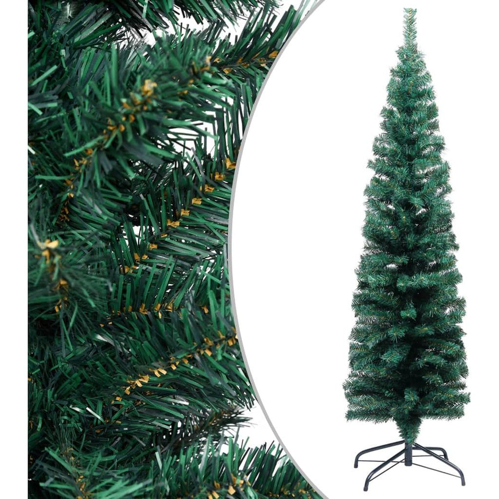 Dirbtinė plona Kalėdų eglutė su stovu, žalia, 120cm, PVC