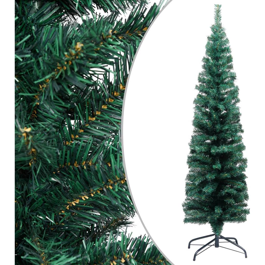 Dirbtinė plona Kalėdų eglutė su stovu, žalia, 120cm, PVC