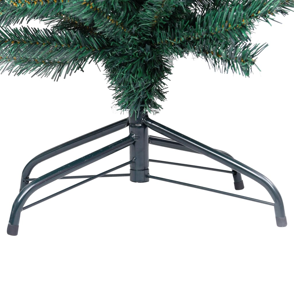 Siaura dirbtinė Kalėdų eglutė su LED/stovu, žalia, 240cm, PVC
