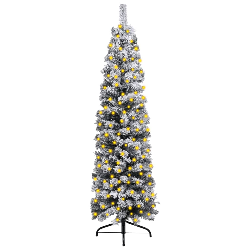 Plona apšviesta Kalėdų eglutė su sniegu, žalia, 120cm, PVC