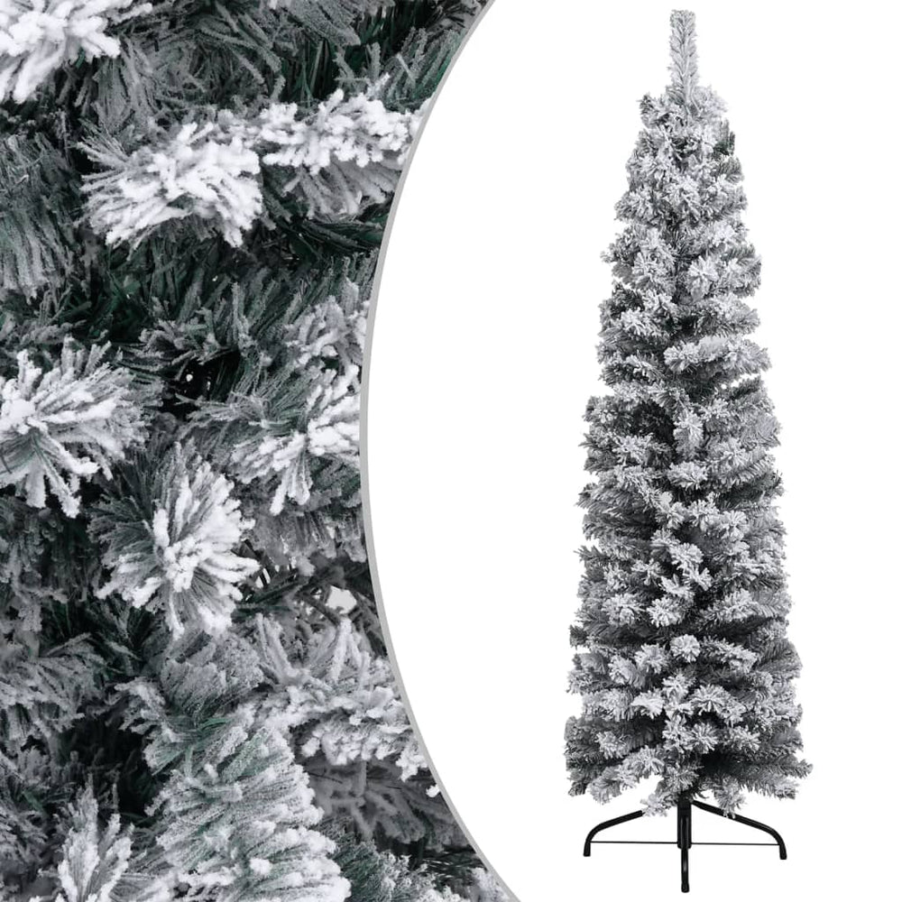 Plona apšviesta Kalėdų eglutė su sniegu, žalia, 120cm, PVC