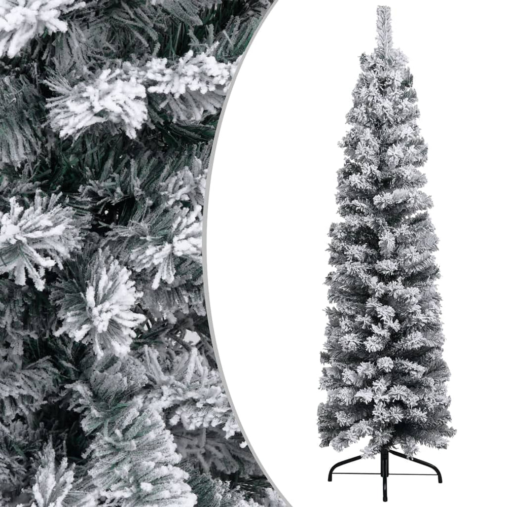 Siaura dirbtinė Kalėdų eglutė su LED/žaisliukais, žalia, 150cm