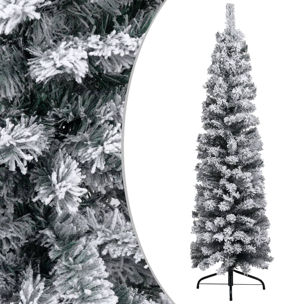 Siaura dirbtinė Kalėdų eglutė su LED/žaisliukais, žalia, 150cm