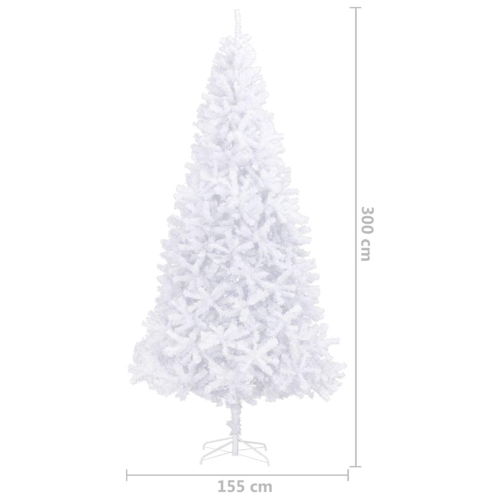 Dirbtinė Kalėdų eglutė su LED ir žaisliukais, balta, 300cm