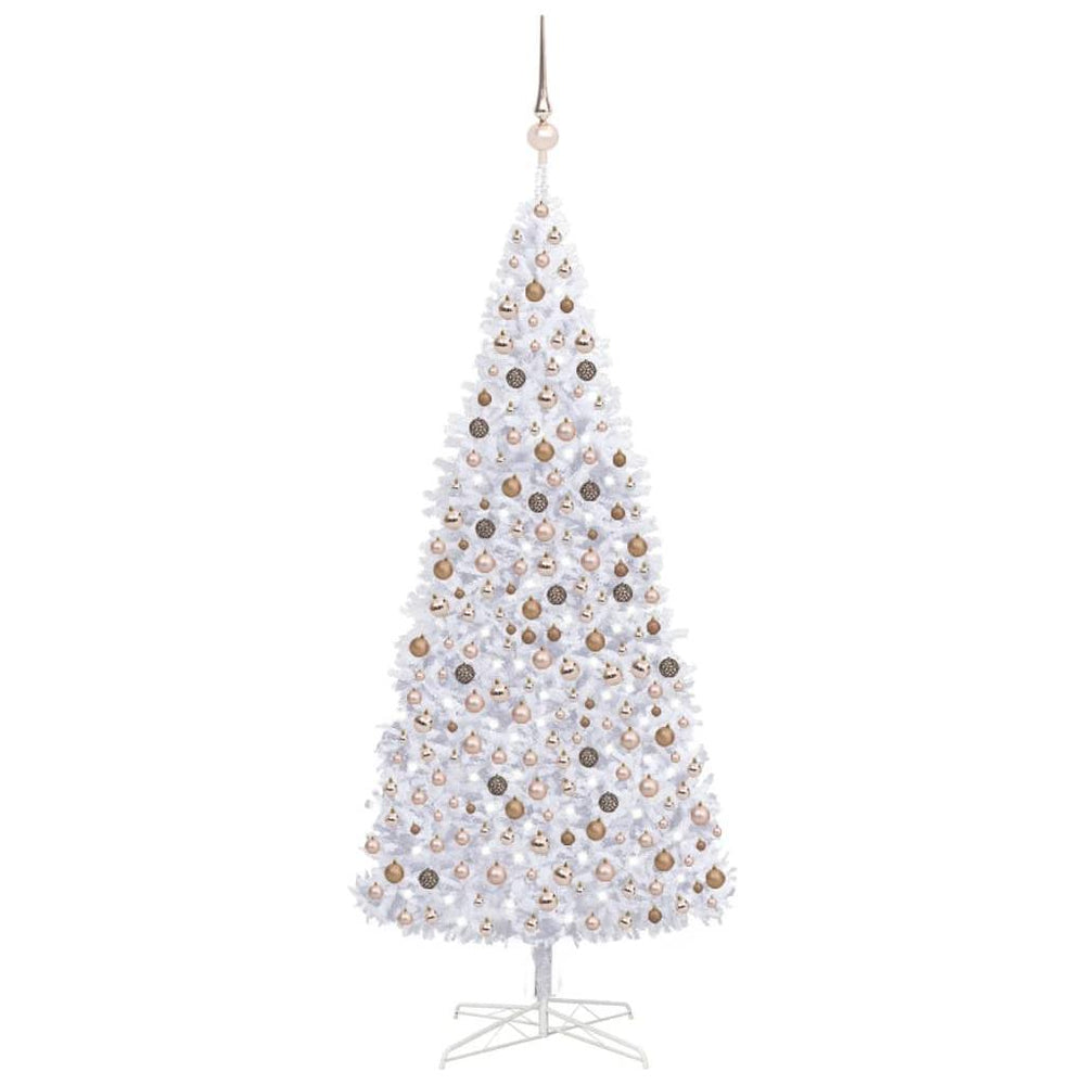 Dirbtinė Kalėdų eglutė su LED ir žaisliukais, balta, 400cm