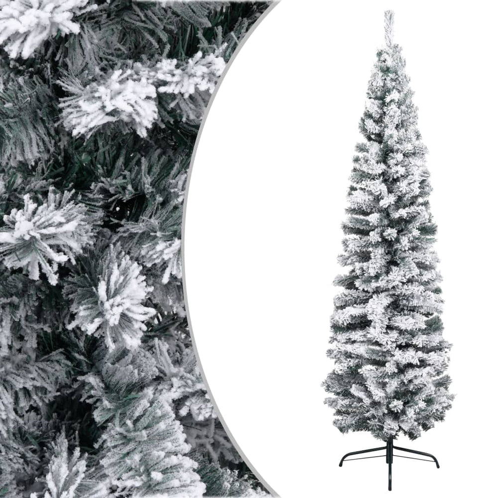 Siaura dirbtinė Kalėdų eglutė su LED/žaisliukais, žalia, 180cm