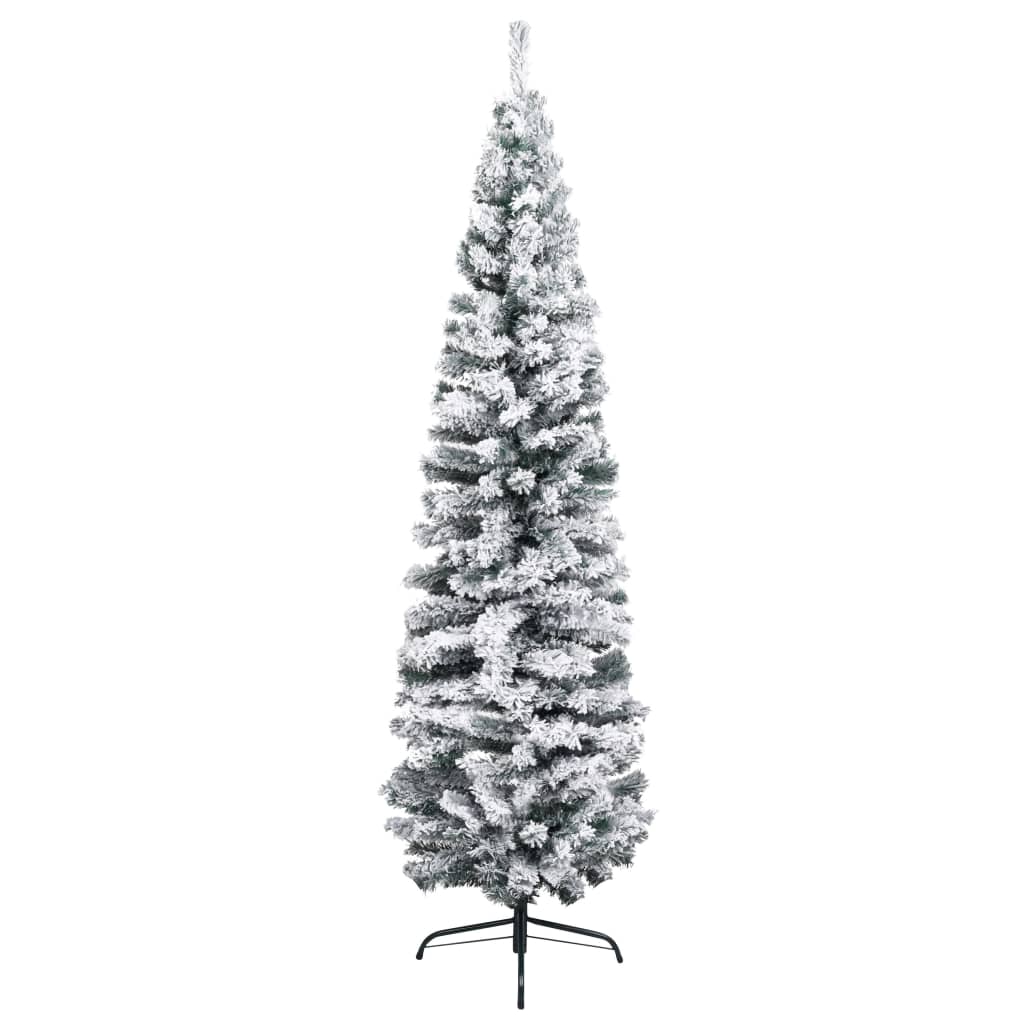 Siaura dirbtinė Kalėdų eglutė su LED/žaisliukais, žalia, 180cm