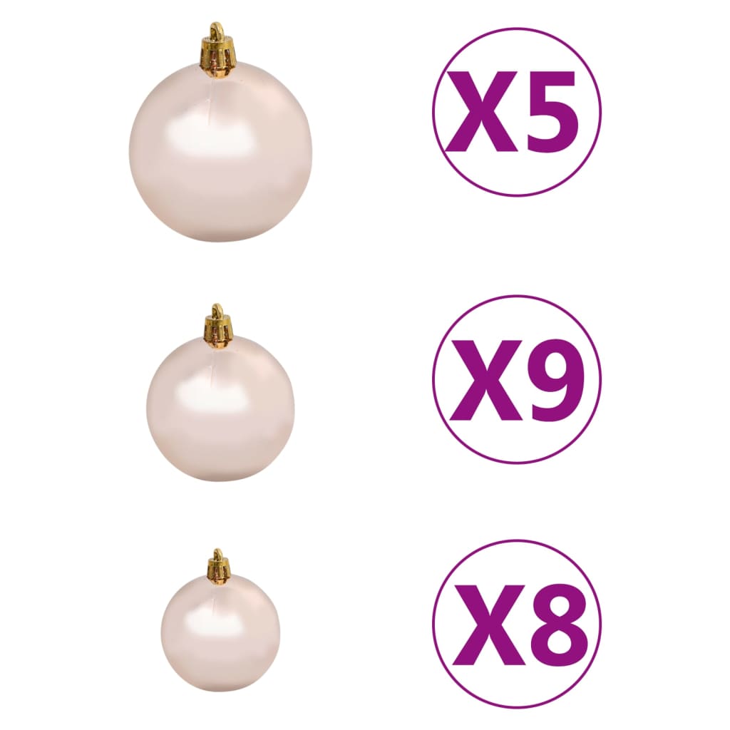 Siaura Kalėdų eglutė su LED ir žaisliukais, žalia, 150cm, PVC