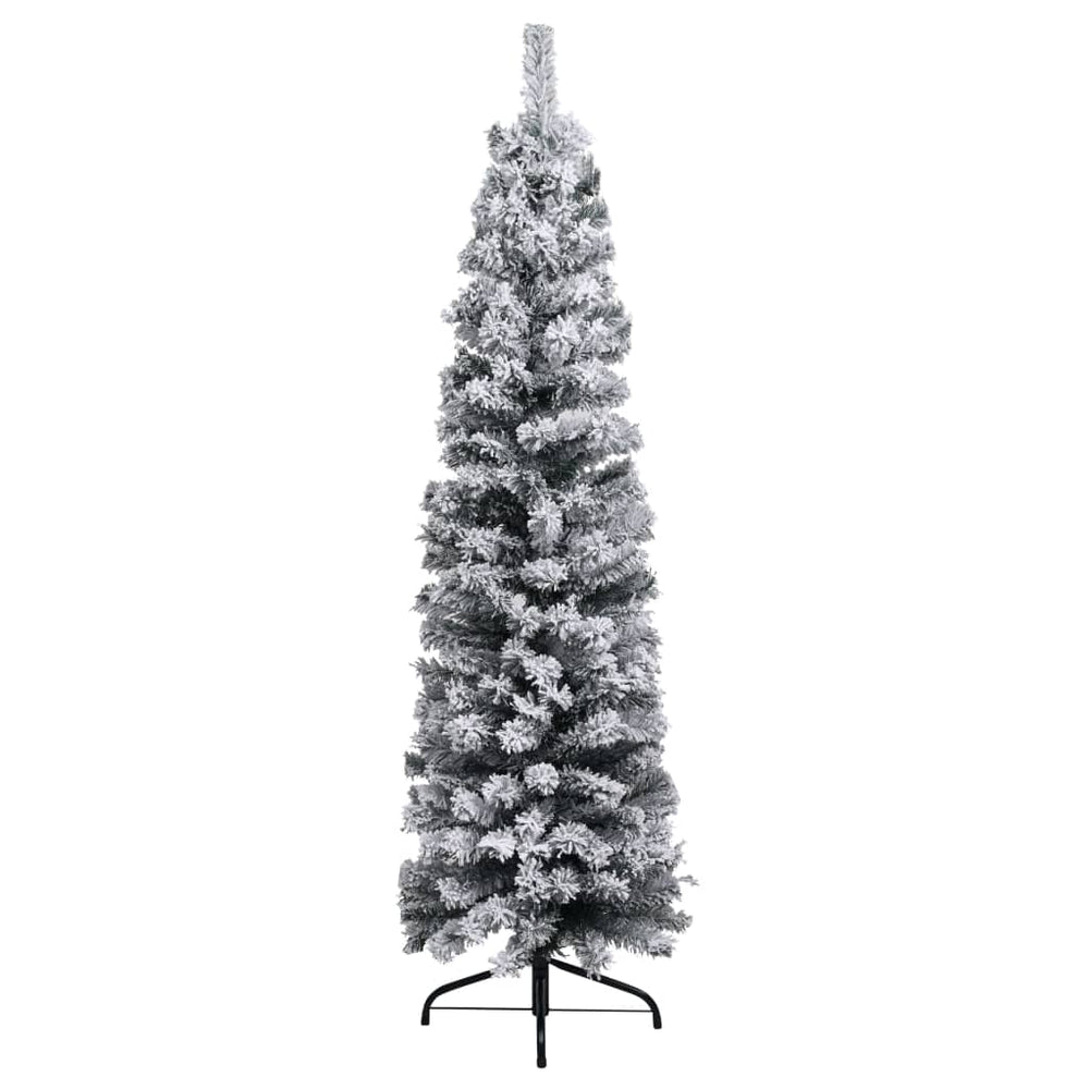 Siaura dirbtinė Kalėdų eglutė su LED/žaisliukais, žalia, 150cm