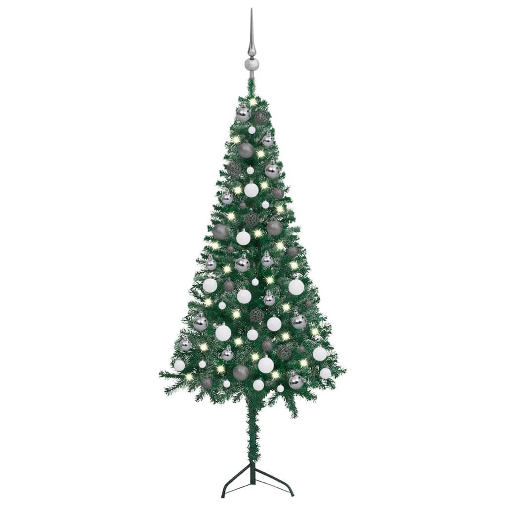 Kampinė Kalėdų eglutė su LED/žaisliukais, žalia, 120cm, PVC