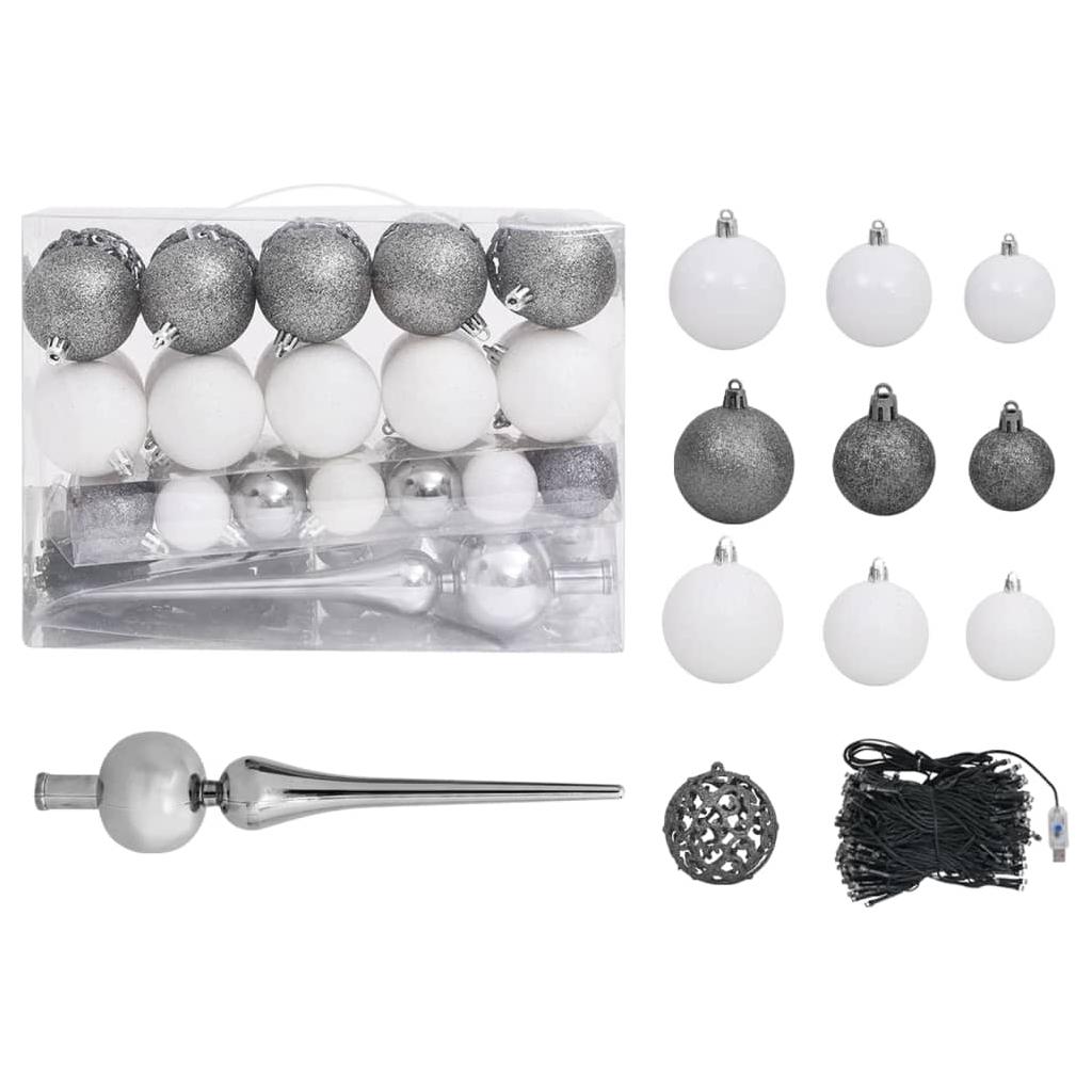 Kampinė Kalėdų eglutė su LED/žaisliukais, žalia, 120cm, PVC