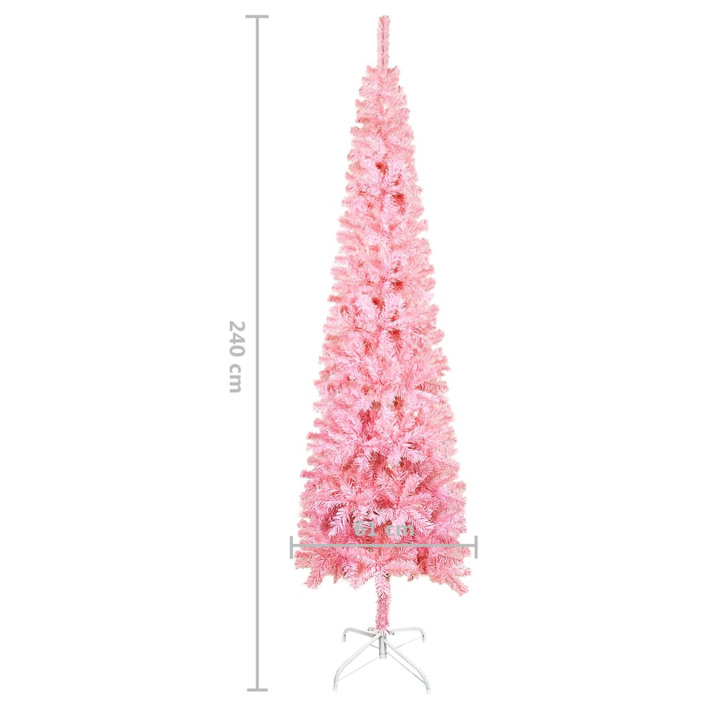 Siaura Kalėdų eglutė su LED lemputėmis, rožinė, 240cm